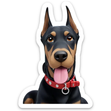 playful dog with red collar sticker