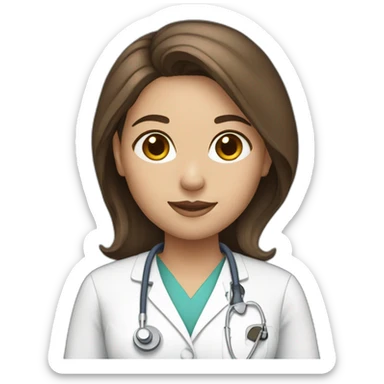 girl with middle part and brown hair in surgical tech uniform sticker