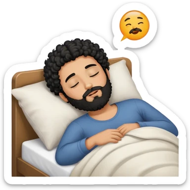 Guy with beard and black curly hair sleeping  sticker