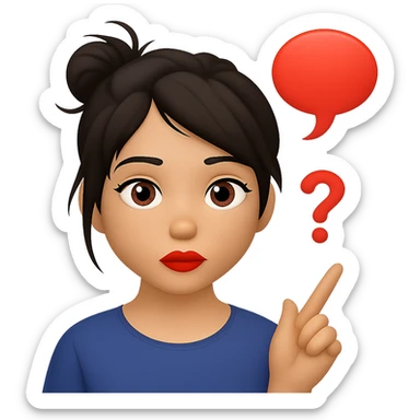 Make her skin color darker and ensure she has only one bun in her messy black hair, keep the style and all other features the same, with no background. Maintain the original style and details faithfully. sticker