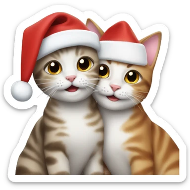 two cats celebrating Christmas sticker