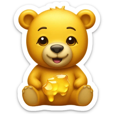 Yellow bear with honey sticker