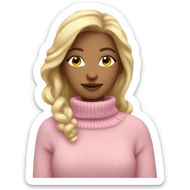 Blonde Girl in a pink sweater winter vibe sticker