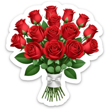 A paper-wrapped bouquet of fresh roses and baby’s breath sticker
