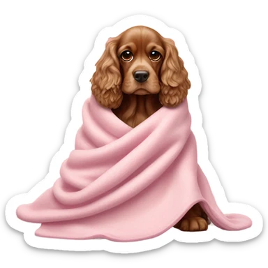 Cocker spaniel in a pink blanket sticker