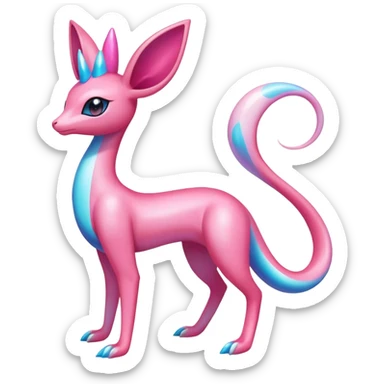 Colorful Iridescent Exotic Amaura-Salazzle-Aurorus-Sylveon-Fakémon-hybrid-creature (full body)  sticker