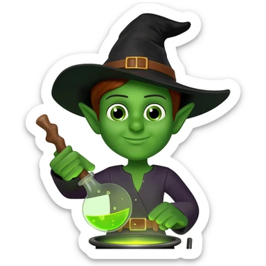 green witch cooking potion sticker