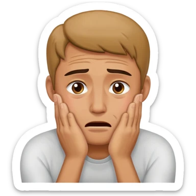 Man crying on knees with hands on his face  sticker