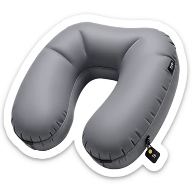 A compact inflatable travel pillow with a sleek surface and adjustable firmness. sticker