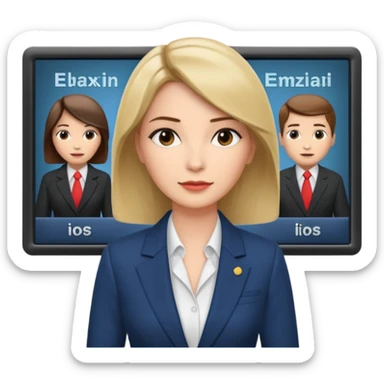 news anchor woman, with a screen with a prompter in front of her sticker