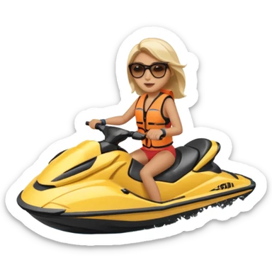 woman riding a jet ski sticker