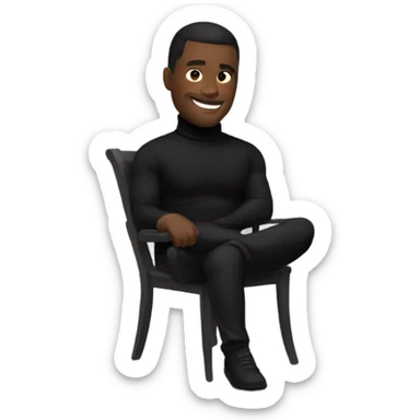 muscle fit black turtleneck shirt sitting in chair sticker