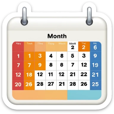 colored calendar 1 month without dates sticker