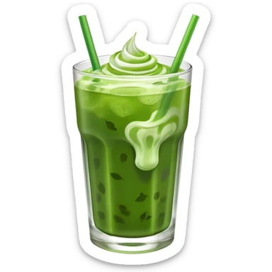 iced matcha in a clear glass sticker
