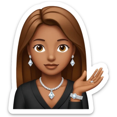 Diamond wedding ring on left brown hand  sticker