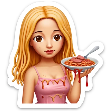  SPAM meat melted pink dripping sauce spaghetti dress monalisa portrait sticker