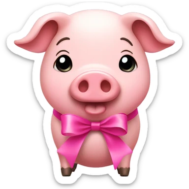 Pig and pink ribbon sticker