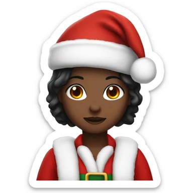 Dark hair girl in Santa outfit  sticker