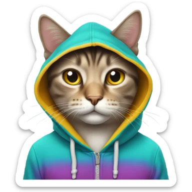 Cat wearing hoodie sticker