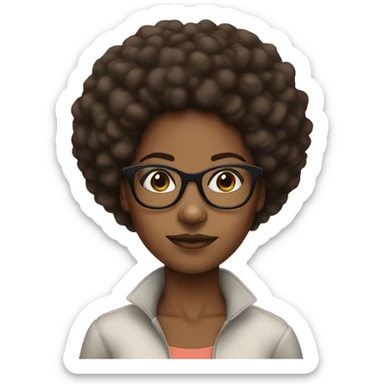 brownskin black girl with afro and glasses sticker