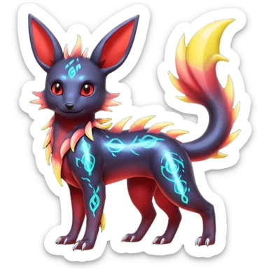  Shiny red iridescent Umbreon-Salandit-Jolteon-fusion sticker