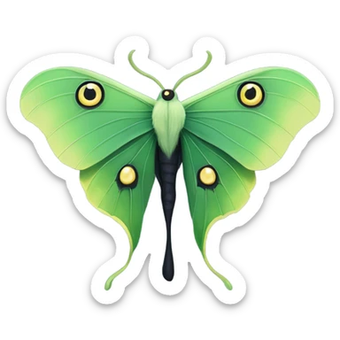 Luna moth black  sticker