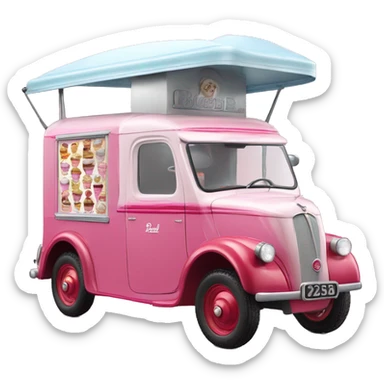 Barbie ice cream van ,1935 fiat ,pearl red sticker