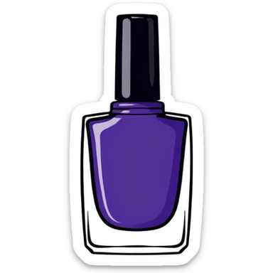  Chanel, realistic Purple nail polish in translucent bottle, black color top lid sticker