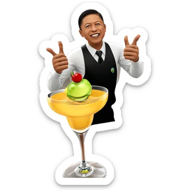 smiling boy with cocktail glass sticker