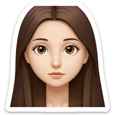 una chica, pelo largo y liso, con ojos marrones y piel blanca, muy bonita  sticker