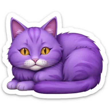 Un gato morado echada durmiendo sticker