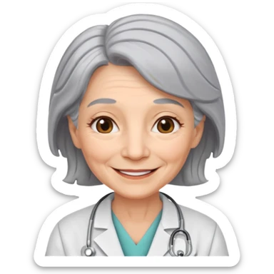 older obstetrician female emoji grey hair wrinkles sticker