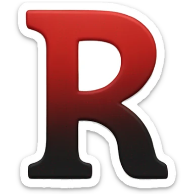 Letter-R-deep-red-and-black-colour sticker