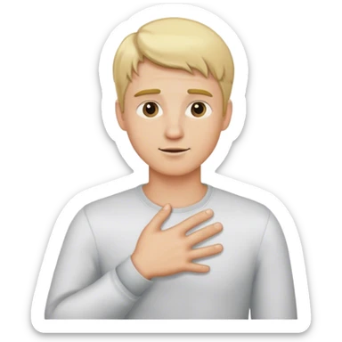 a blonde man put his  hand to the left of his chest sticker