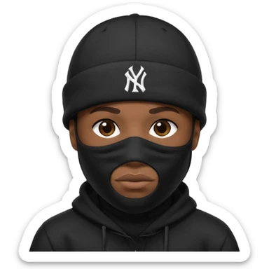 rapper khăn trùm mặt full đen có mũ len hãng MLB
 sticker