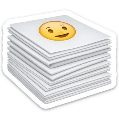 neatly stacked bundle of A4 white sheets, squared edges, slight shadowing, soft lighting, subtle shadows, emoji scale sticker