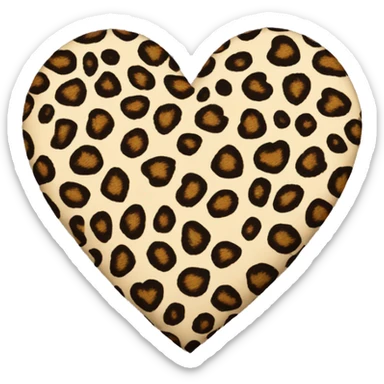leopard print heart sticker