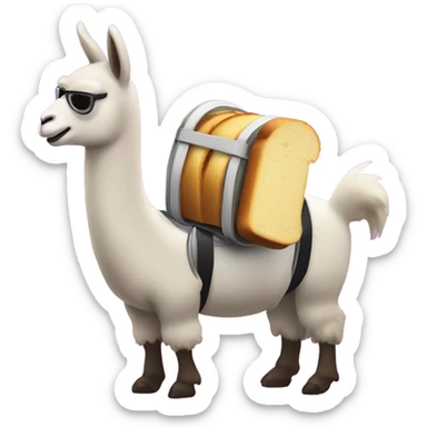 Llama with jet pack eating garlic bread sticker