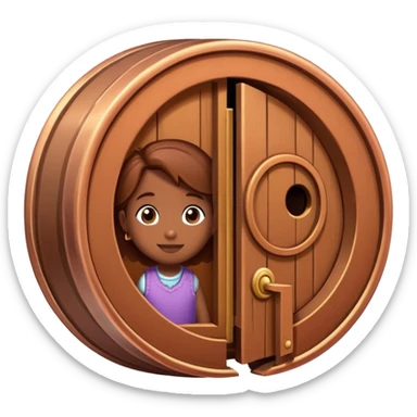 cross-section of a penny coin showing a cute character living inside, penny interior as a cozy home, tiny door and windows sticker