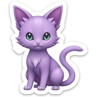 Dark gloomy pastel smooth silky soft pure cute Purrloin-Delcatty-Pokémon-Fakémon-hybrid-creature (full body) sticker