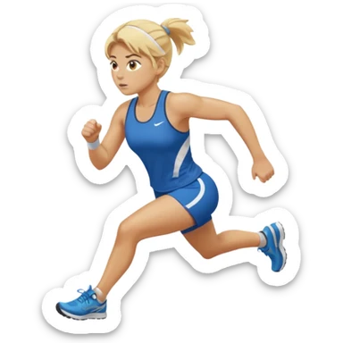 create a stocky female runner with blonde hair sticker