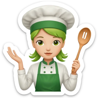 she chef with green apron sticker