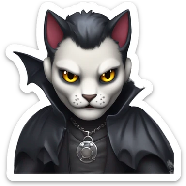 Cute edgy cool kawaii vampiric dark cat-vernid-Fakémon-Digimon with bat-wings as ears sticker