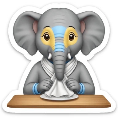 elephant at a restaurant table sticker