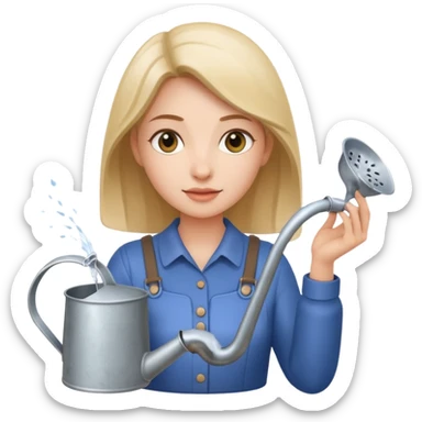 woman with watering pot sticker