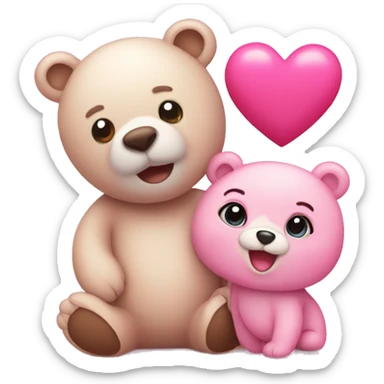 Pink heart and a cute bear  sticker