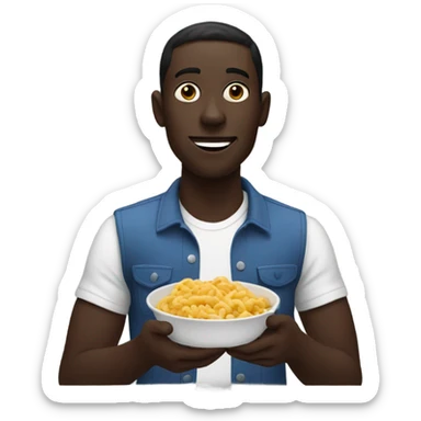 ￼a men black eating food sticker