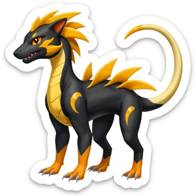 Shiny 4-legged Salandit-Electrike-Amaura-Houndoom-Zeraora-fusion, full body sticker