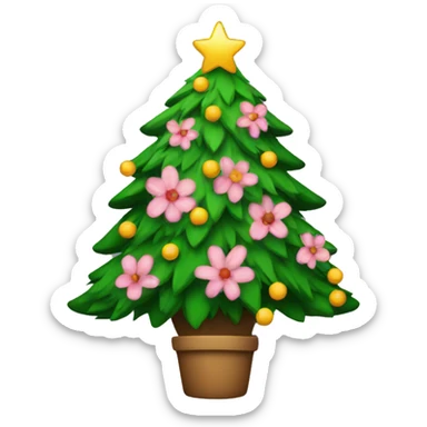 christmas tree with flowers  sticker
