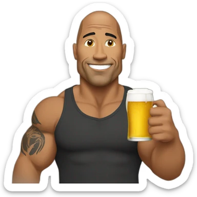 the rock drinking a beer sticker